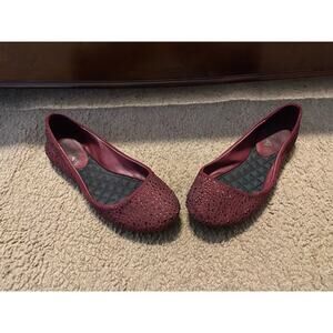 MIA Women’s Shoe Size 6 burgundy rhinestone flats